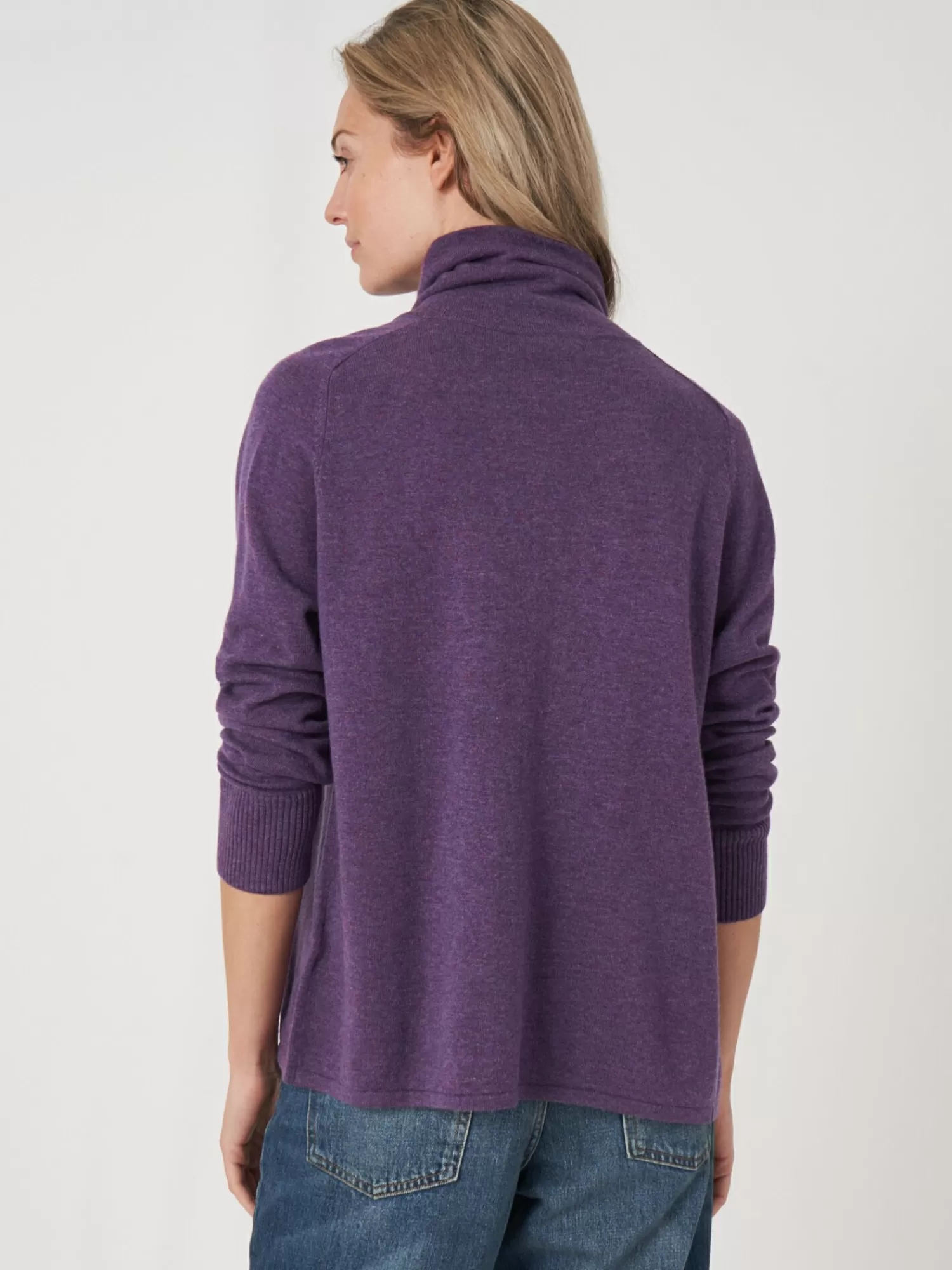 REPEAT cashmere Vesten*Asymmetrisch vest met franje van cashmere-mix Amethyst