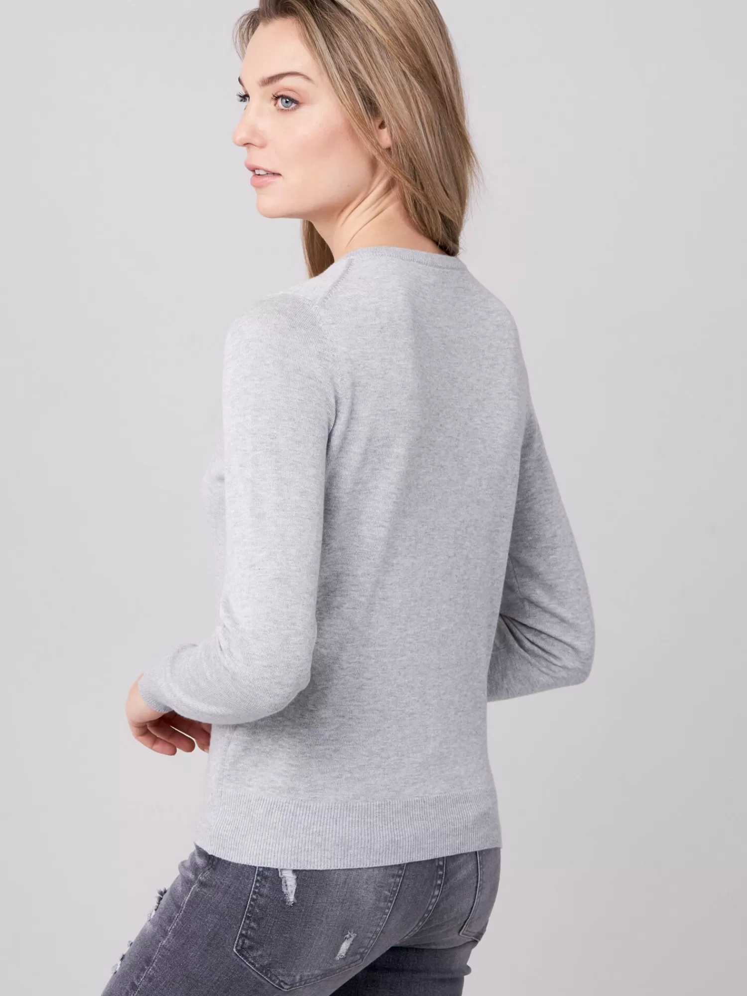 REPEAT cashmere Vesten*Basic cardigan van katoen-mix Grey