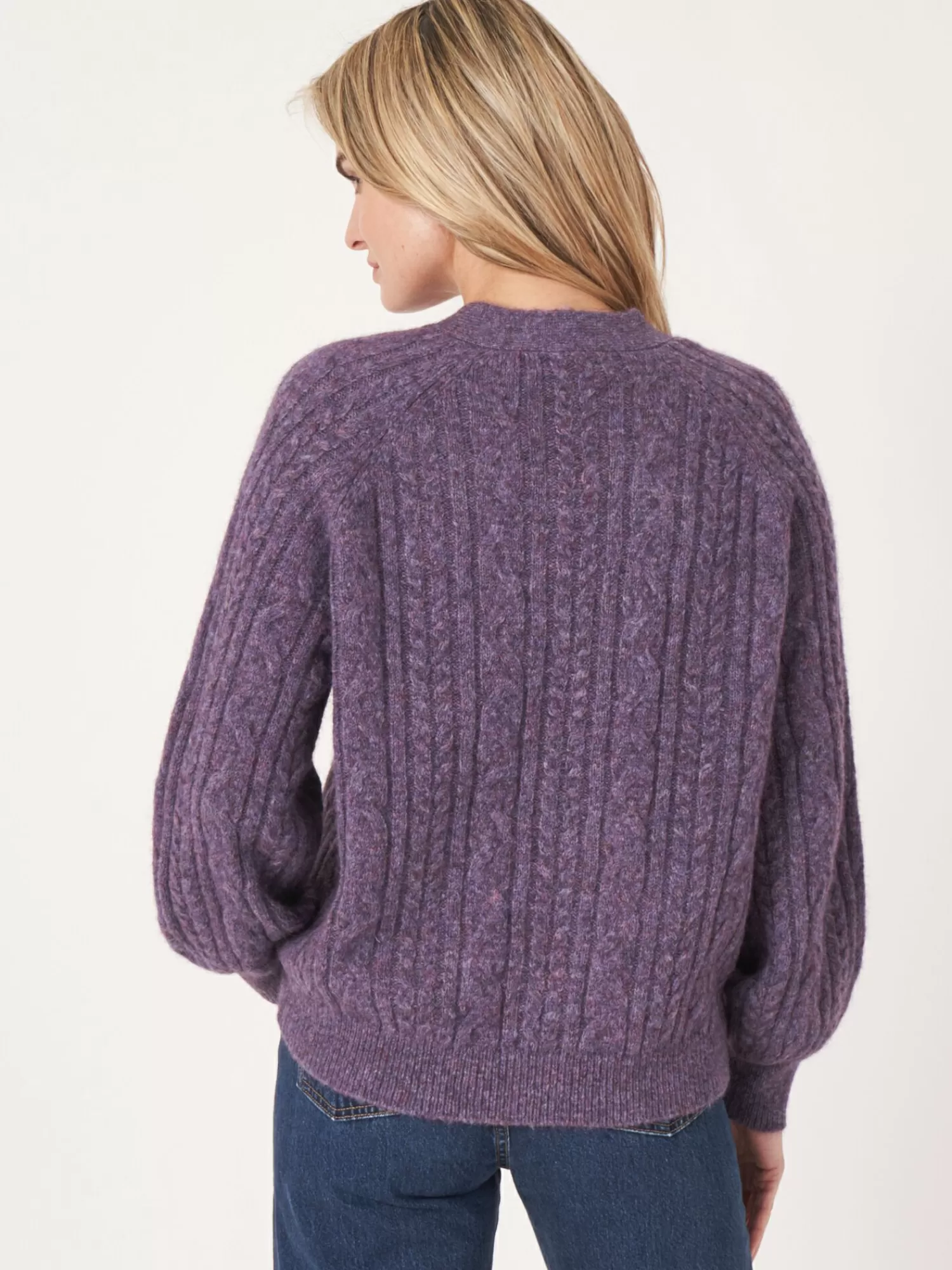 REPEAT cashmere Vesten*Gebreid vest met knoopsluiting Amethyst