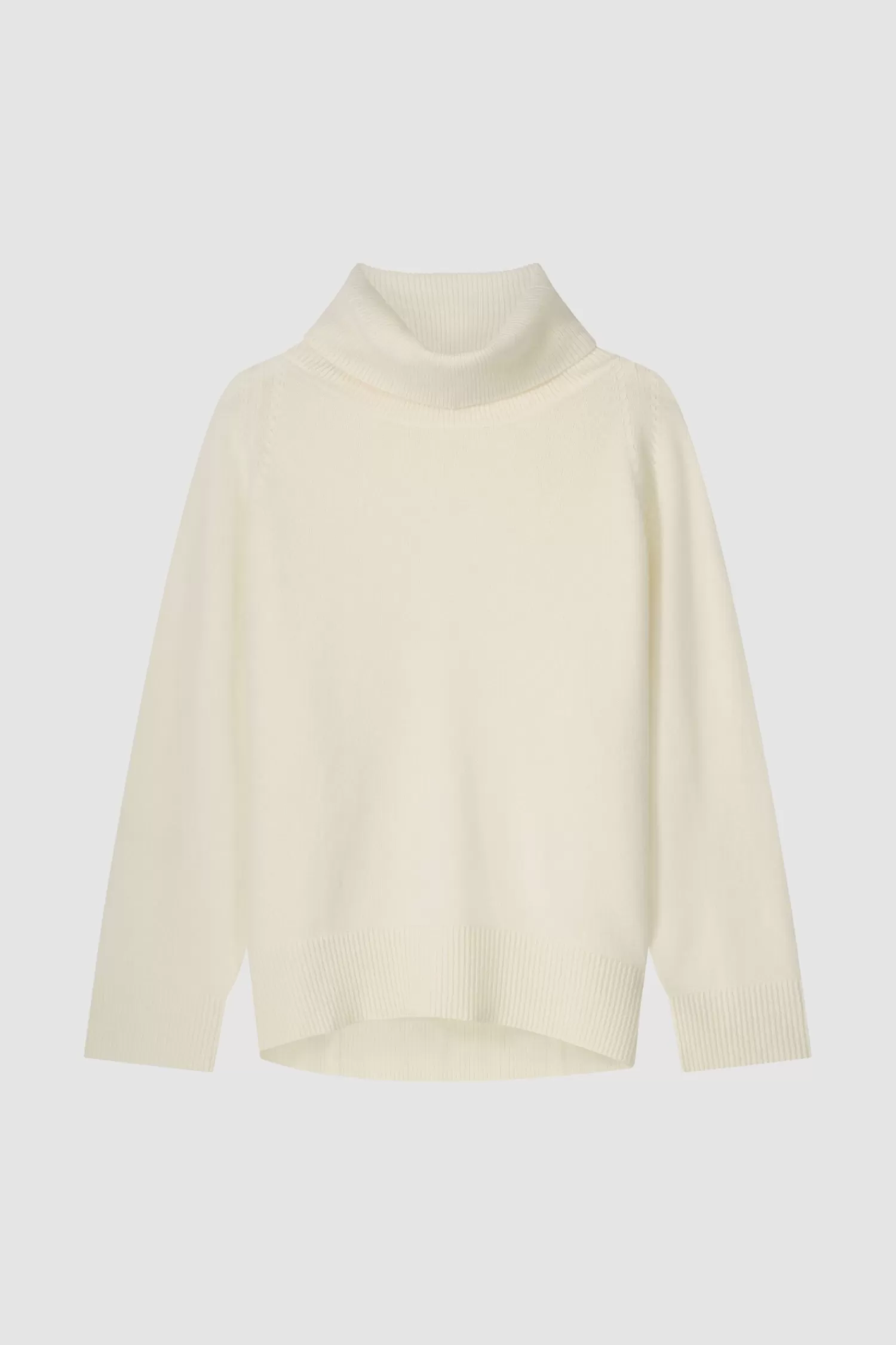 REPEAT cashmere Truien*Oversized cashmere trui met hoge kraag Cream