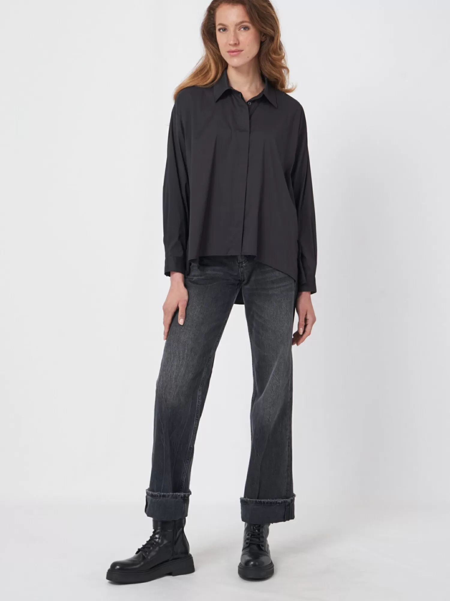 popeline_blouse_met_splitjes_5-1.webp REPEAT cashmere Blouses*Popeline blouse met splitjes Black